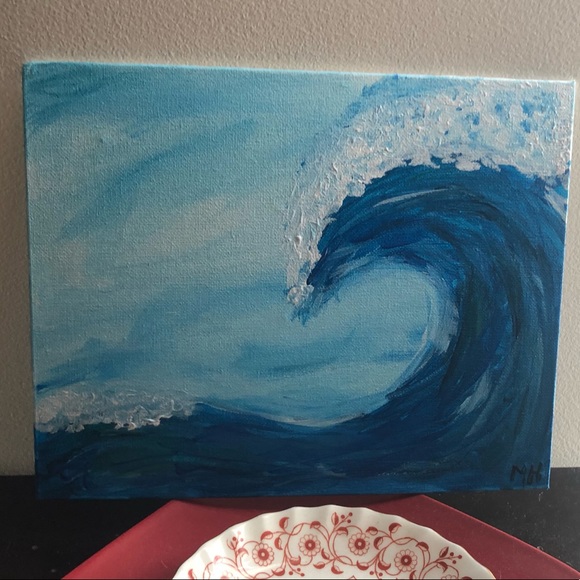 Hand Painted Wave- Acrylic paint on canvas - Picture 2 of 4